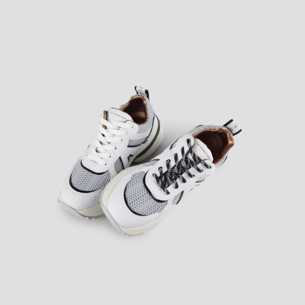 Sneakers Alexander Smith victoria donna in bianco e mesh azzurro con dettagli neri - 2