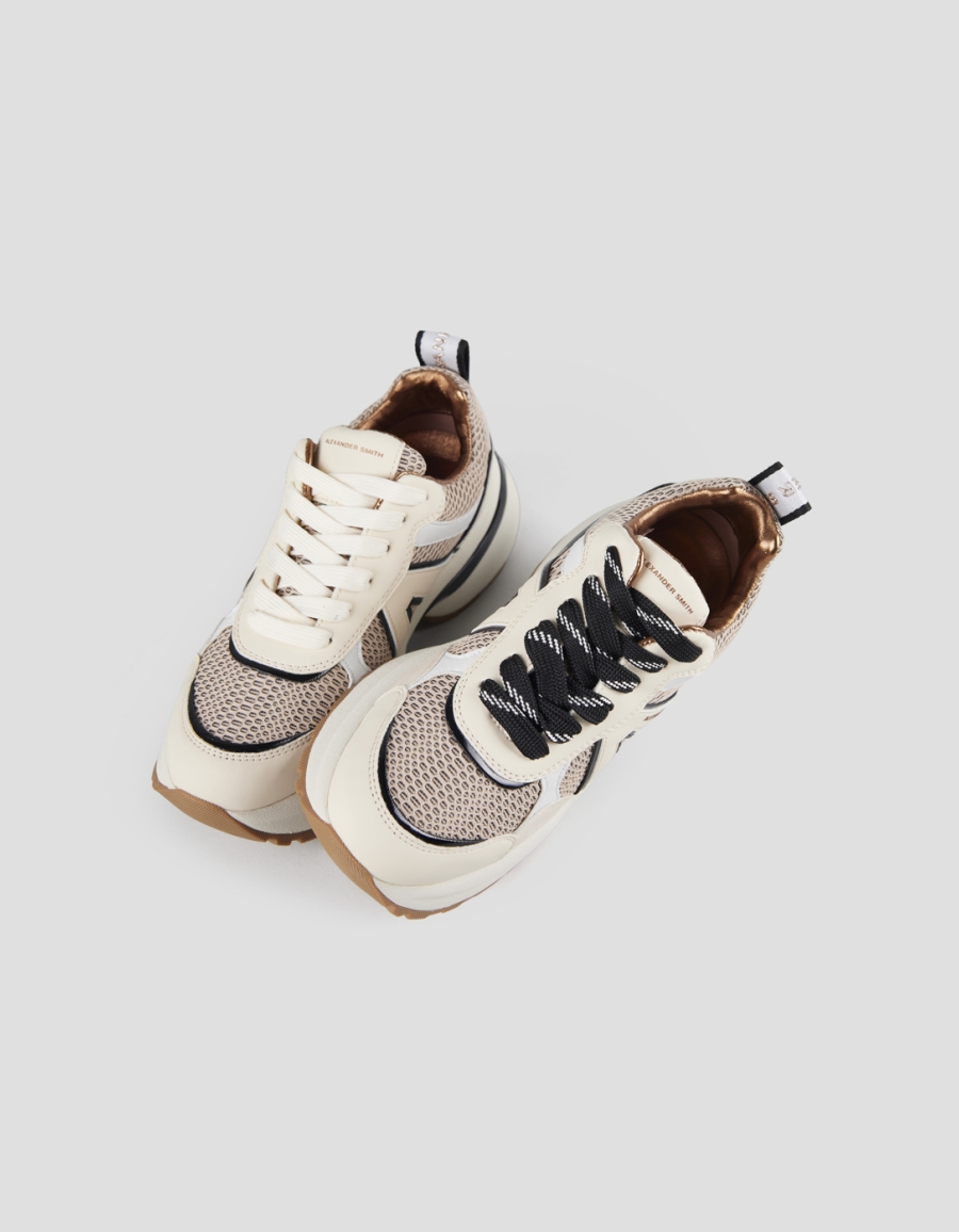 Sneakers Alexander Smith victoria donna in beige e mesh pesca con dettagli neri - 2