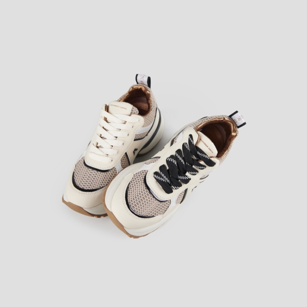 Sneakers Alexander Smith victoria donna in beige e mesh pesca con dettagli neri - 2