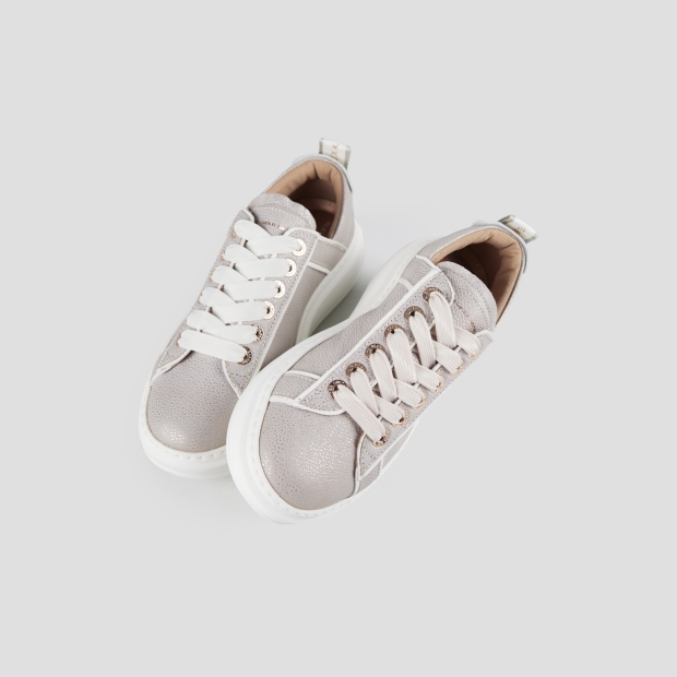 Sneakers Alexander Smith wembley donna decostruita in pelle bottalata grigia - 2