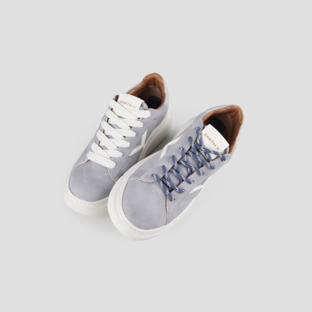 Sneakers Alexander Smith college donna in suede grigio e logo bianco - 2