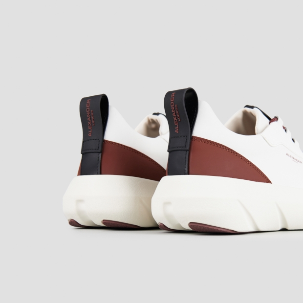 Sneakers Alexander Smith eclipse uomo in pelle bianca con inserti bordeaux - 5