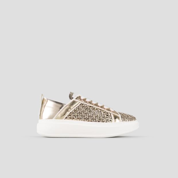 Sneakers Alexander Smith wembley donna in pelle intrecciata platino e tallone in pelle liscia - 1