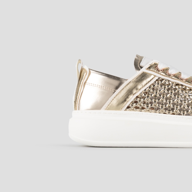 Sneakers Alexander Smith wembley donna in pelle intrecciata platino e tallone in pelle liscia - 3