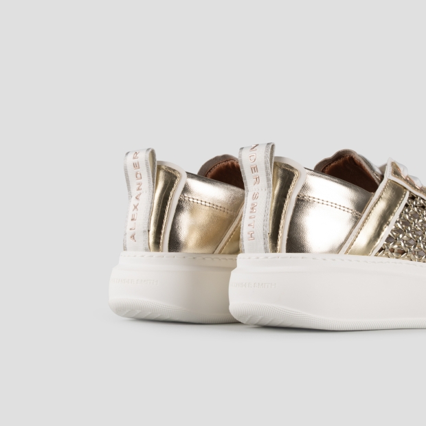 Sneakers Alexander Smith wembley donna in pelle intrecciata platino e tallone in pelle liscia - 5