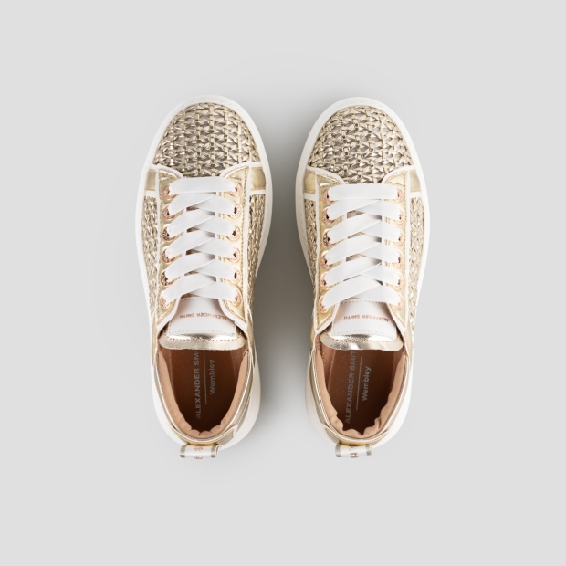 Sneakers Alexander Smith wembley donna in pelle intrecciata platino e tallone in pelle liscia - 6