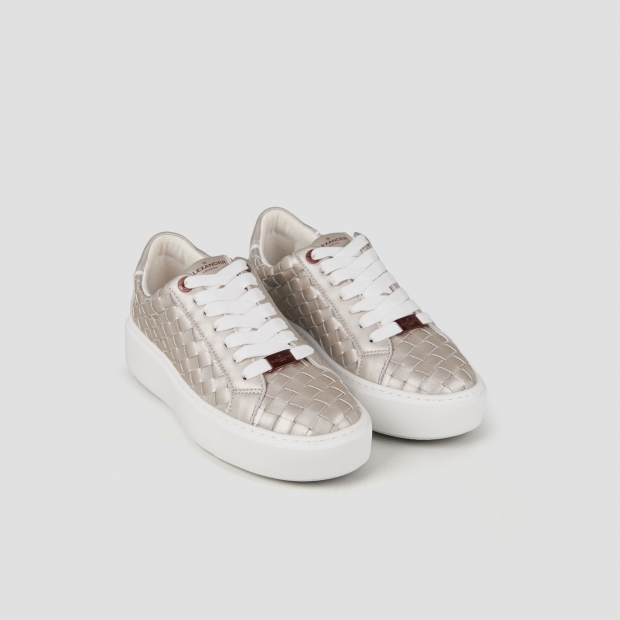 Sneakers Alexander Smith london donna in pelle intrecciata argento - 4