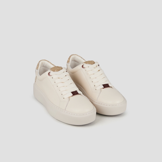 Sneakers Alexander Smith london donna in pelle bianca e tallone in pelle intrecciata oro - 4