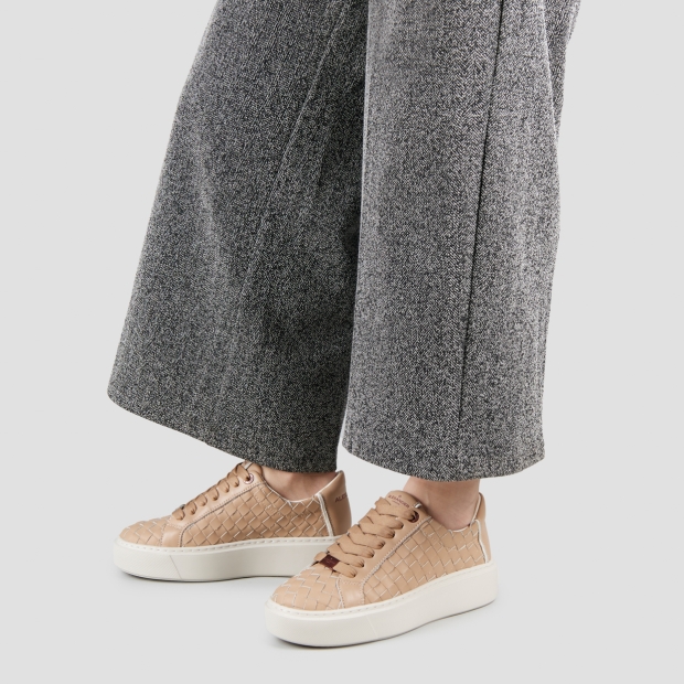 Sneakers Alexander Smith london donna in pelle intrecciata camel - 2