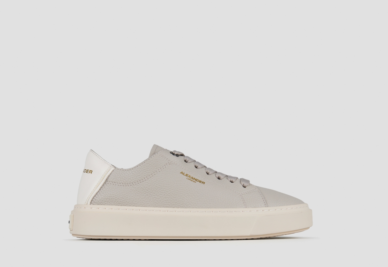 Sneakers Alexander Smith london uomo decostruita in pelle bottalata grigio chiaro e tallone bianco - 1