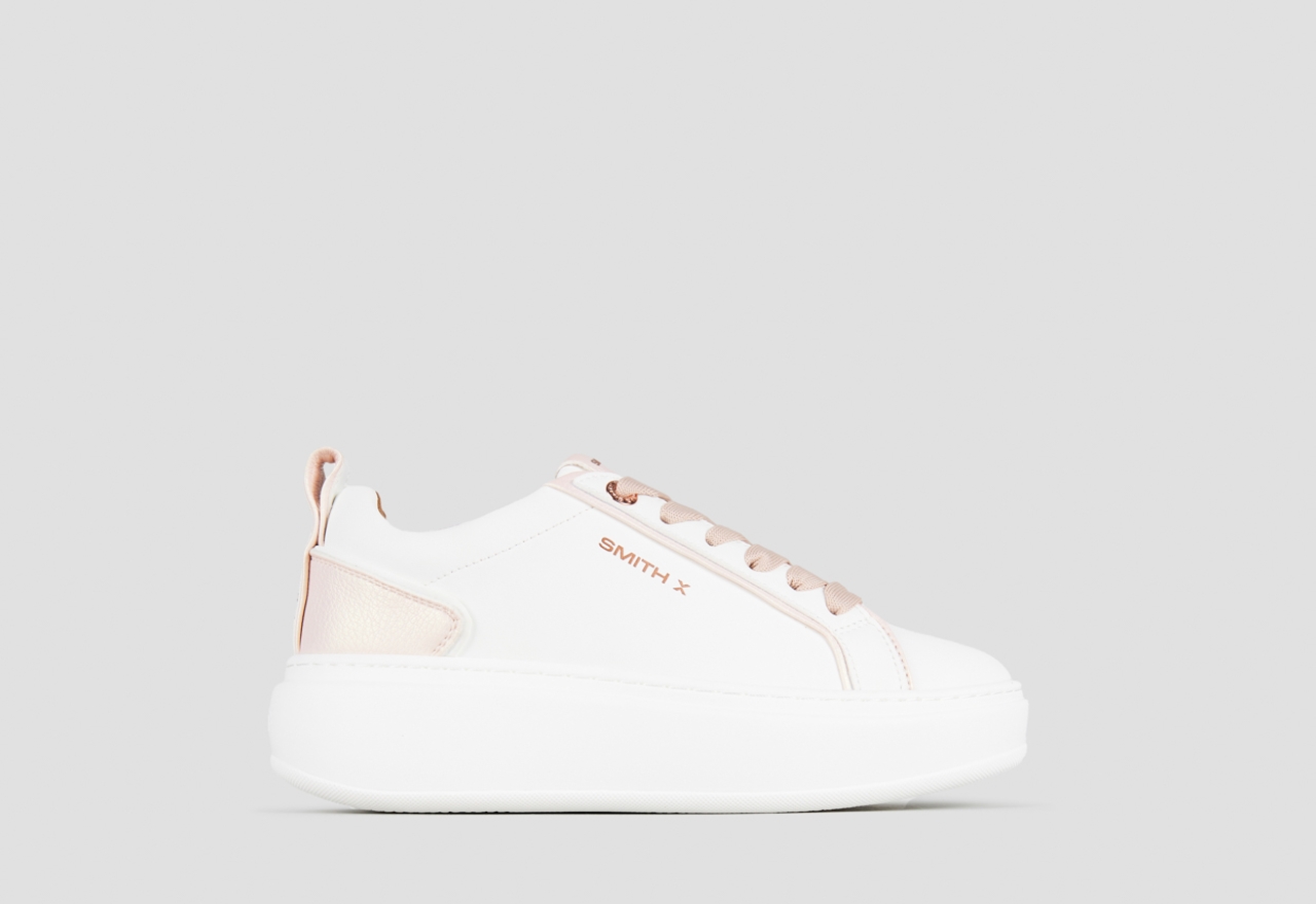 Sneakers Alexander Smith stone donna in bianco con tallone rosa iridescente - 1