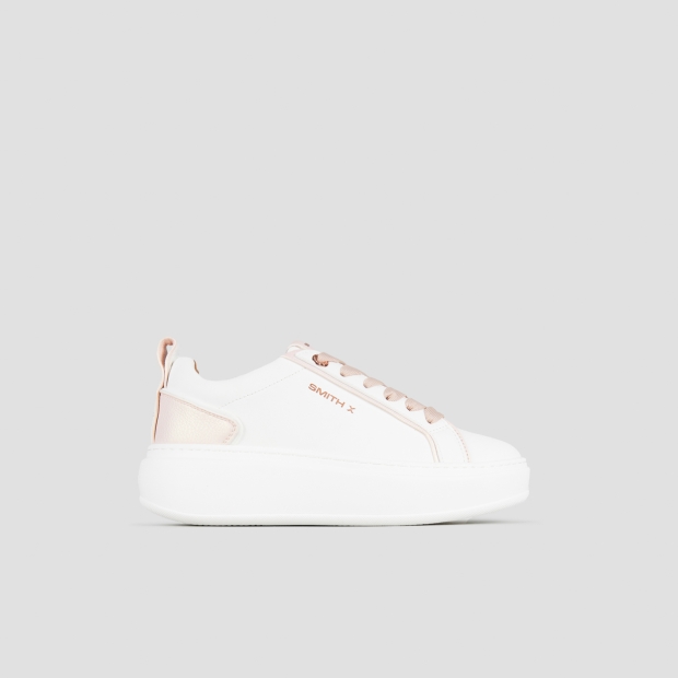 Sneakers Alexander Smith stone donna in bianco con tallone rosa iridescente - 1