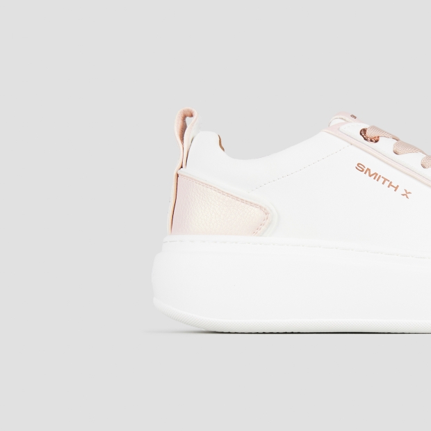 Sneakers Alexander Smith stone donna in bianco con tallone rosa iridescente - 3