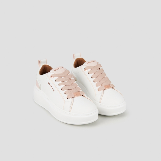 Sneakers Alexander Smith stone donna in bianco con tallone rosa iridescente - 4