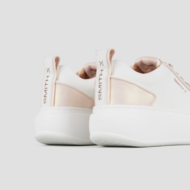 Sneakers Alexander Smith stone donna in bianco con tallone rosa iridescente - 5