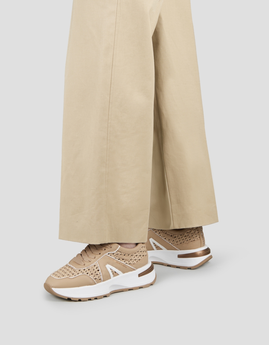 Sneakers Alexander Smith liverpool donna in pelle marrone con inserto intrecciato - 2