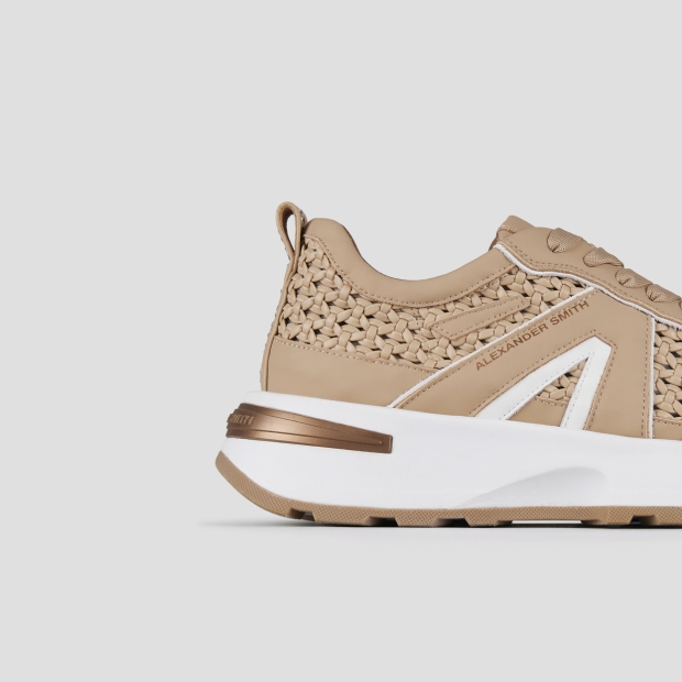 Sneakers Alexander Smith liverpool donna in pelle marrone con inserto intrecciato - 3