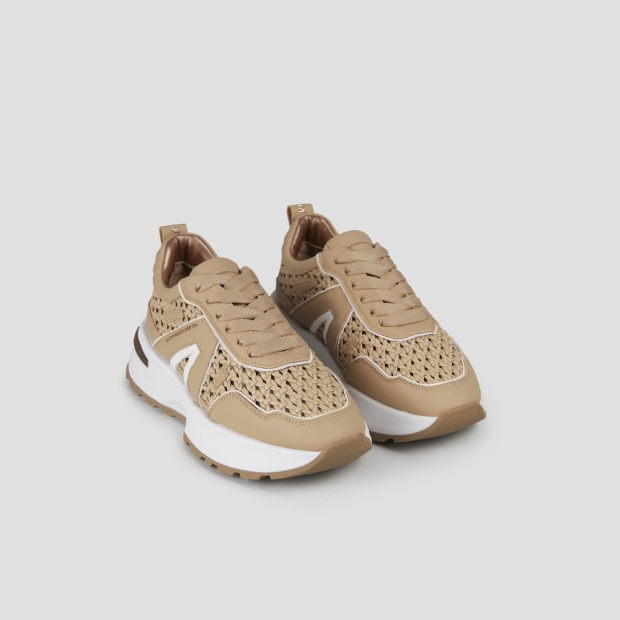 Sneakers Alexander Smith liverpool donna in pelle marrone con inserto intrecciato - 4