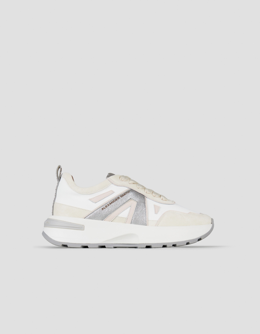 Sneakers Alexander Smith liverpool donna in pelle e dettagli in laminato argento - 1