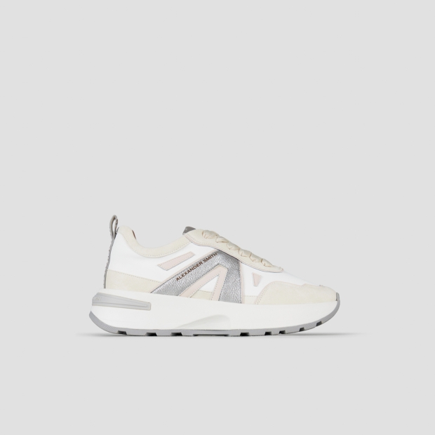 Sneakers Alexander Smith liverpool donna in pelle e dettagli in laminato argento - 1