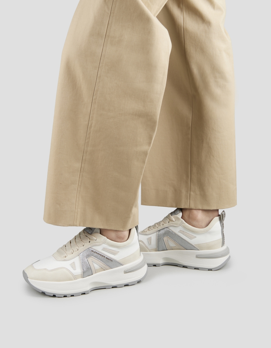 Sneakers Alexander Smith liverpool donna in pelle e dettagli in laminato argento - 2