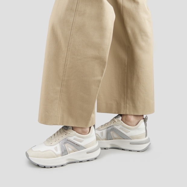 Sneakers Alexander Smith liverpool donna in pelle e dettagli in laminato argento - 2