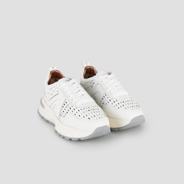 Sneakers Alexander Smith liverpool donna in pelle bianca con inserto intrecciato - 3