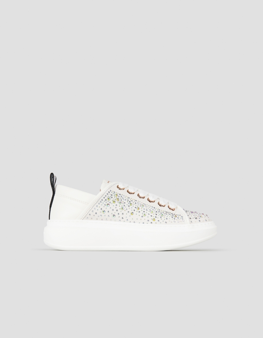 Sneakers Alexander Smith wembley donna in pelle bianca e full strass - 1
