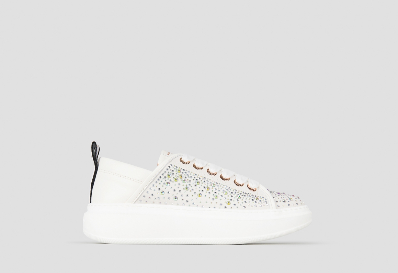 Sneakers Alexander Smith wembley donna in pelle bianca e full strass - 1