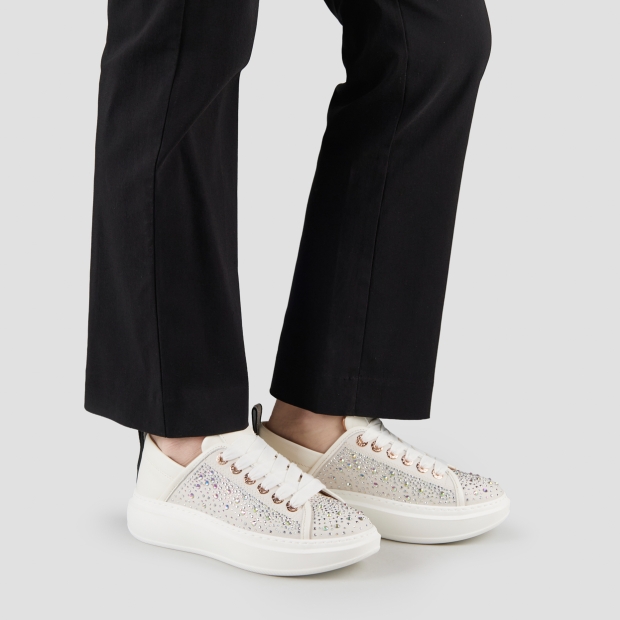 Sneakers Alexander Smith wembley donna in pelle bianca e full strass - 2
