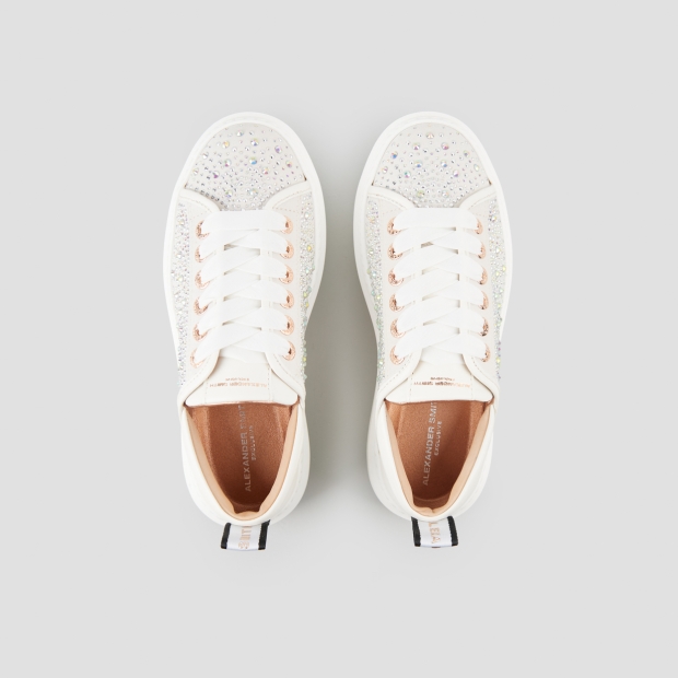 Sneakers Alexander Smith wembley donna in pelle bianca e full strass - 6