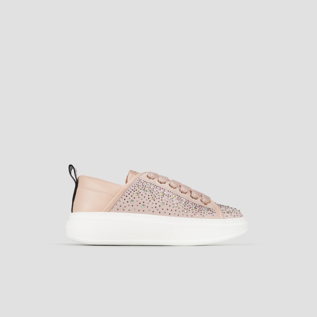 Sneakers Alexander Smith wembley donna in pelle rosa pastello e full strass - 1