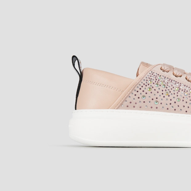 Sneakers Alexander Smith wembley donna in pelle rosa pastello e full strass - 3