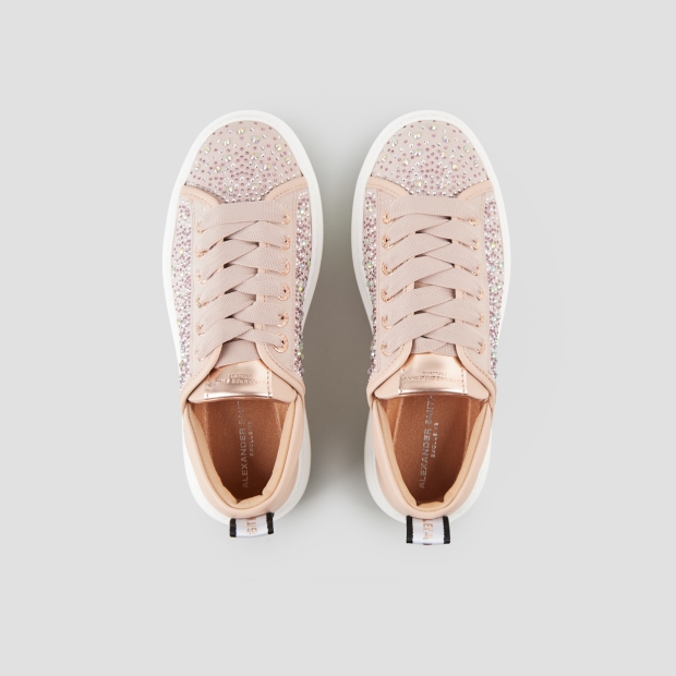Sneakers Alexander Smith wembley donna in pelle rosa pastello e full strass - 6