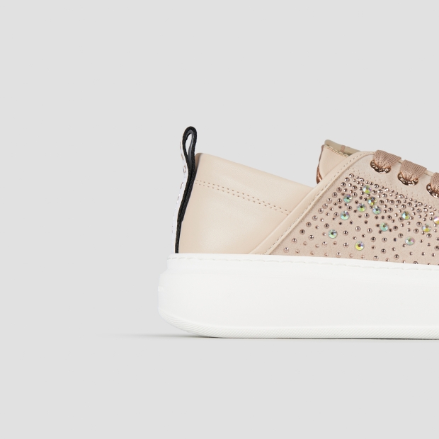 Sneakers Alexander Smith wembley donna in pelle beige e full strass - 3