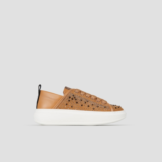 Sneakers Alexander Smith wembley donna in pelle marrone e full strass - 1