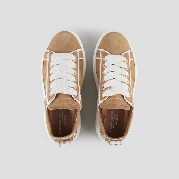 Sneakers Alexander Smith wembley alta donna in camoscio marrone e dettagli in pelle bianca - 6
