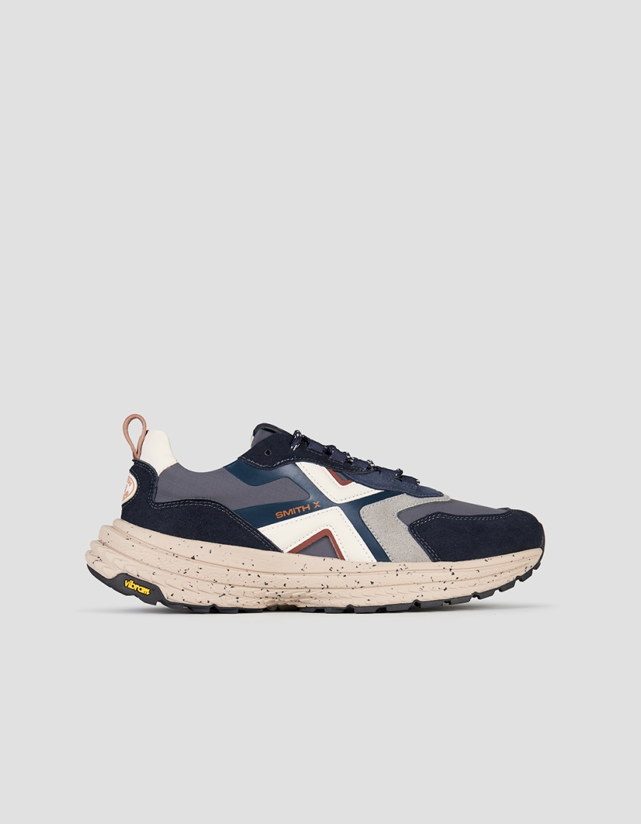 Sneakers Alexander Smith horizon uomo in suede blu e ripstop grigio con suola vibram - 1