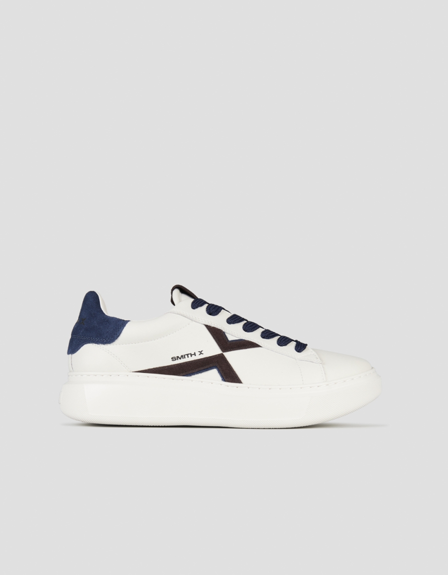 Sneakers Alexander Smith college uomo in pelle bianca e dettagli in camoscio - 1