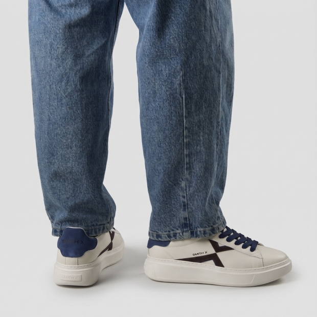 Sneakers Alexander Smith college uomo in pelle bianca e dettagli in camoscio - 2