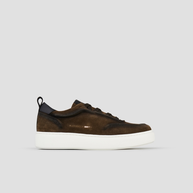 Sneakers Alexander Smith york uomo in camoscio slavato verde militare - 1