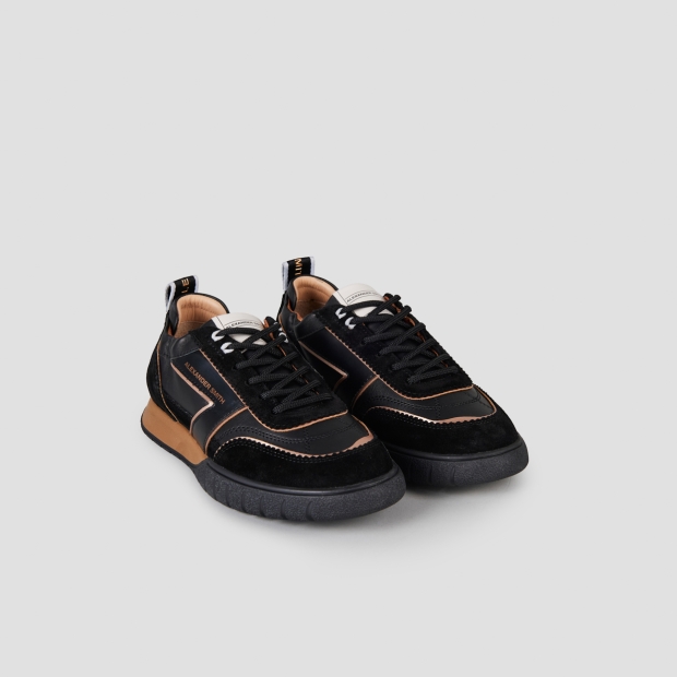Sneakers Alexander Smith abbey donna in pelle e suede nero con battistrada nero - 3