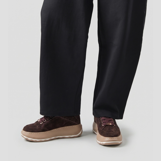Sneakers Alexander Smith mayfair donna in suede marrone scuro e dettagli bordeaux - 2
