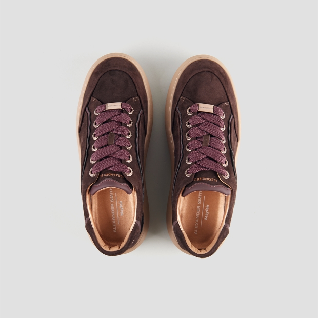 Sneakers Alexander Smith mayfair donna in suede marrone scuro e dettagli bordeaux - 6