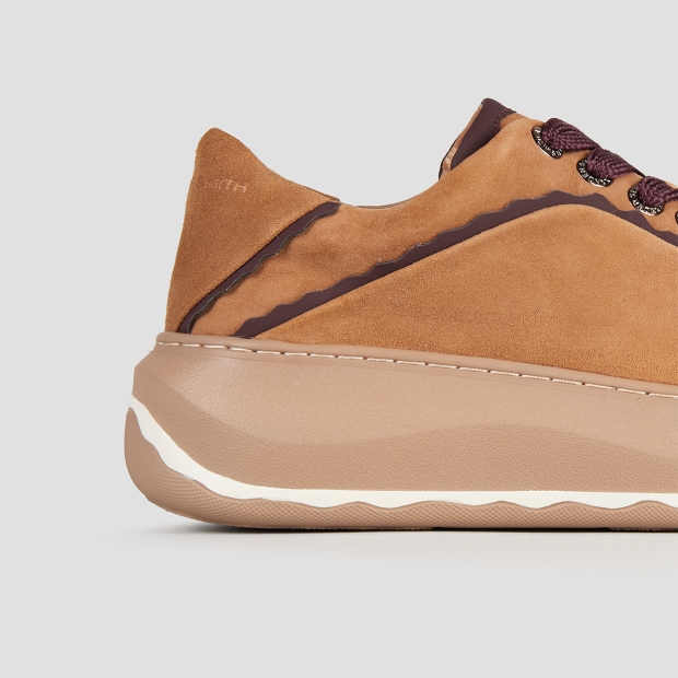 Sneakers Alexander Smith mayfair donna in suede cognac e dettagli bordeaux - 3