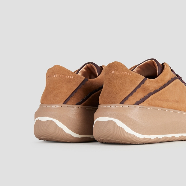 Sneakers Alexander Smith mayfair donna in suede cognac e dettagli bordeaux - 5