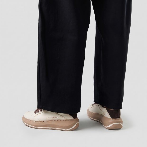 Sneakers Alexander Smith mayfair donna in nappa bianca e tallone in suede marrone - 2