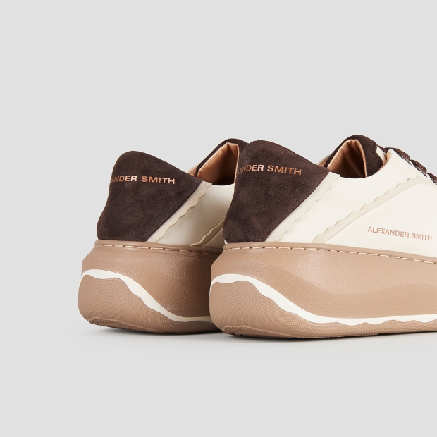 Sneakers Alexander Smith mayfair donna in nappa bianca e tallone in suede marrone - 5