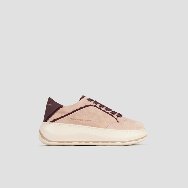 Sneakers Alexander Smith mayfair donna in suede sabbia con tallone e dettagli bordeaux - 1