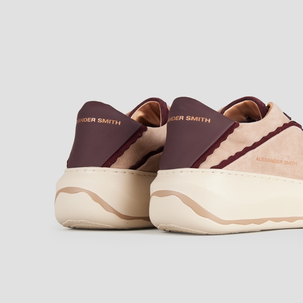Sneakers Alexander Smith mayfair donna in suede sabbia con tallone e dettagli bordeaux - 5
